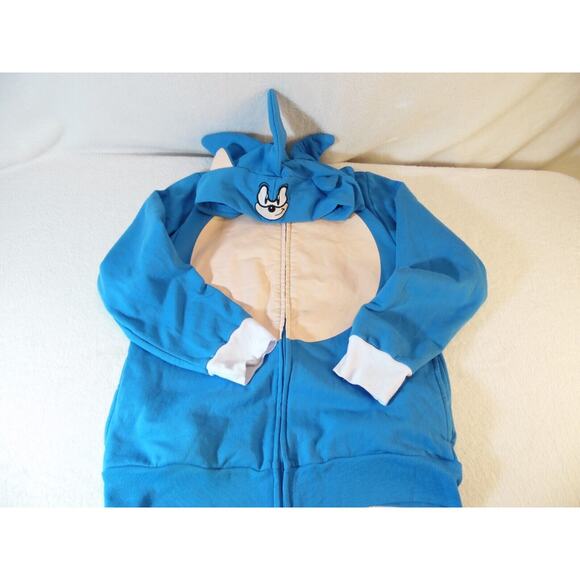 Sonic‎ Hoodie Kids Size Large Blue Fleece Material Embroidery Eyes Costume - Picture 3 of 9